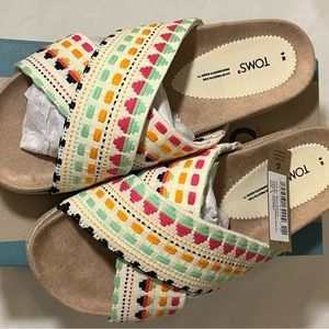 TOMS Paloma Egret Melange Women's Platform Slide Sandals (8)